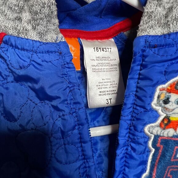 Paw Patrol Nickelodeon Zip Up Toddler Hoodie Jacket Size 3T - Picture 4 of 9